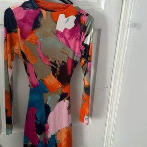 Multi color backless dress